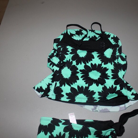 Green & Black 2 pcs Justice Tankini Swimsuit Size 6 - Picture 8 of 13